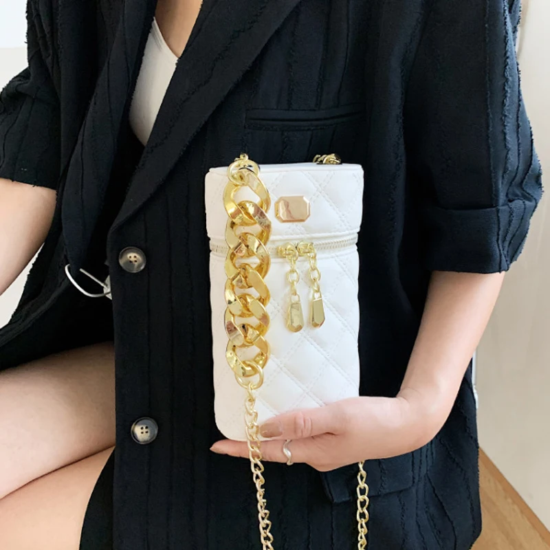 

Lady Designer Chain Luxury Crossbody Bag for Women Female Round Barrel Mobile Phone Bag Fashion Mini Shoulder Bags Satchels