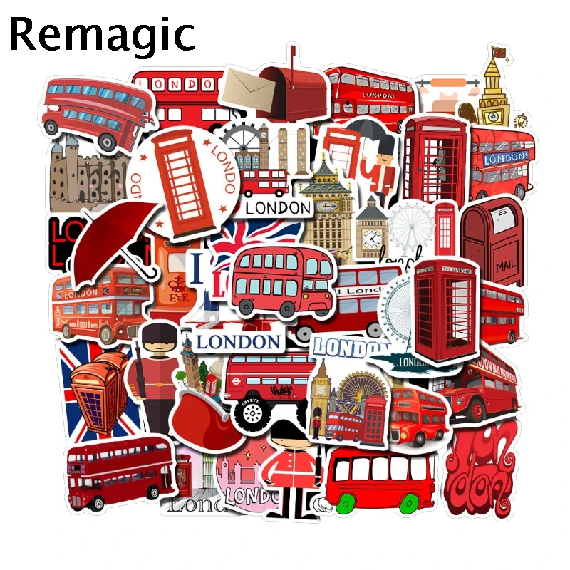 

50 шт., классические детские наклейки в английском стиле, в стиле автобуса, 90s, для фанатов аниме, Пастер, косплей, скрапбукинг, сделай сам, укра...