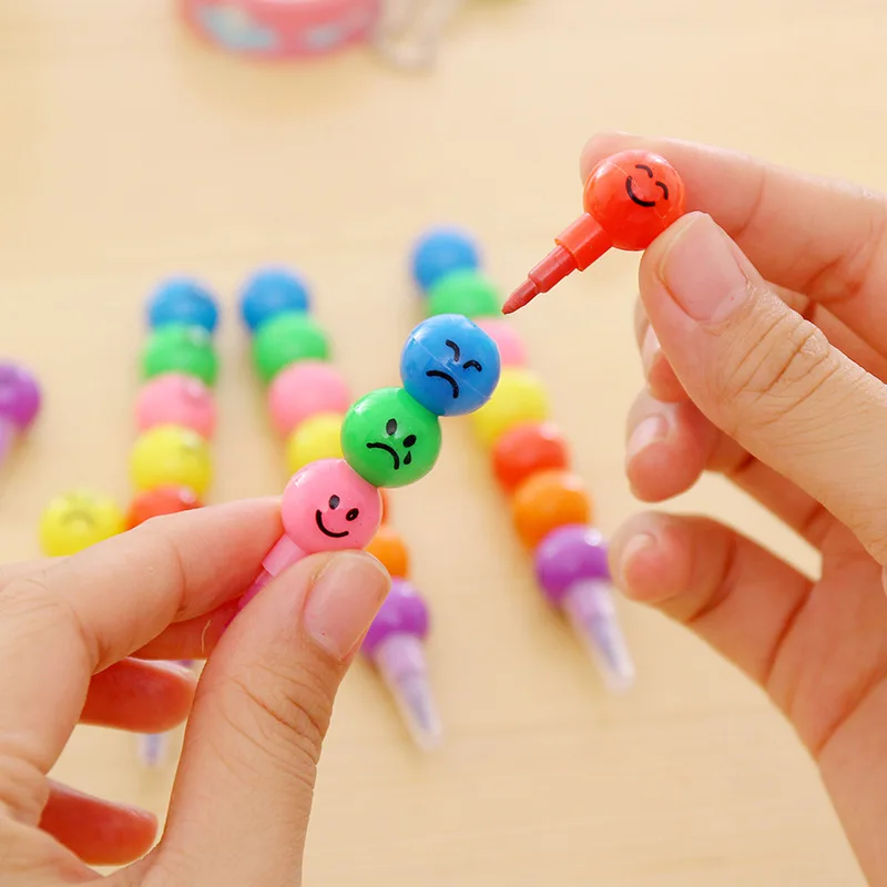 

Mohamm 1Pc South Korean Smiley Crayon Candied Gourd Crayon Pen Creative Stationery School Supplies