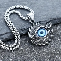 gothic stainless steel devils eye pendant mens chain punk hip hop trend demon eye necklace retro jewelry gift wholesale