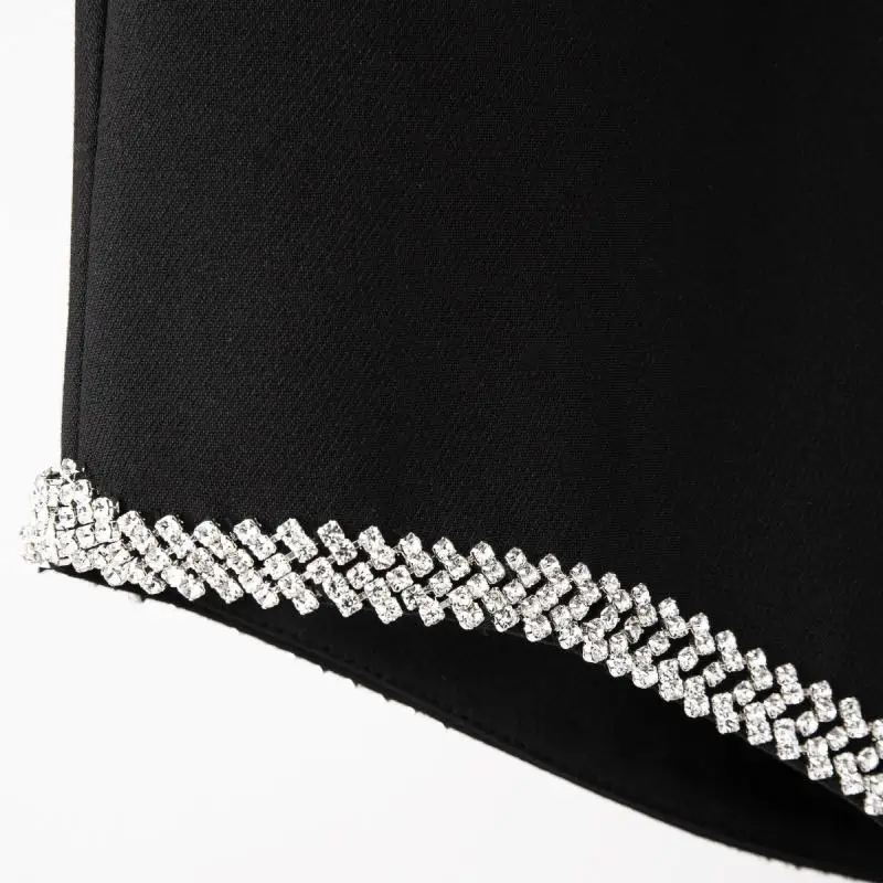 

Black High Waist Irregular Diamond Skirt Women's Asymmetrical Hem Elegant Skirt Mini Skirt 2021 Summer New