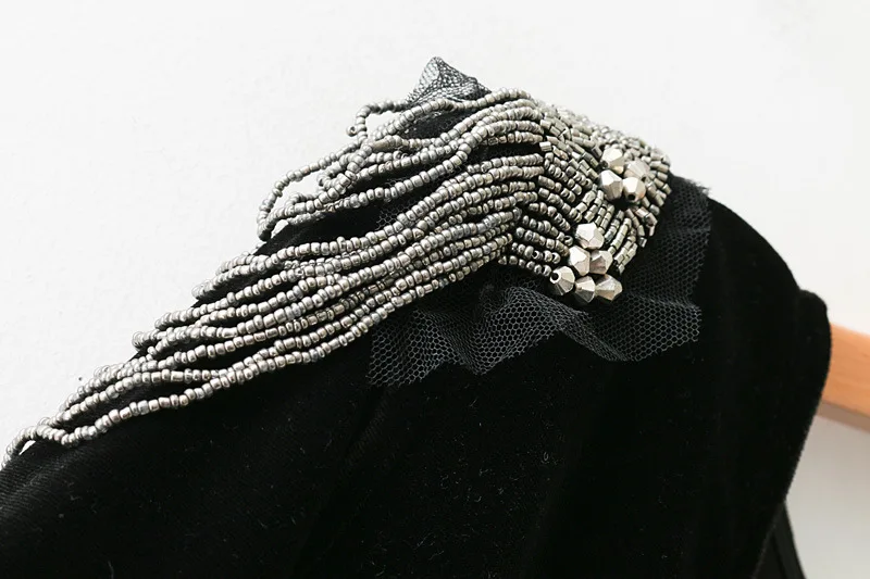 

Spring Summer Women's Solid Color Velvet Beaded Tassels Slim Solid Color Jumpsuit Bodysuits Sexy V-neck Rompers