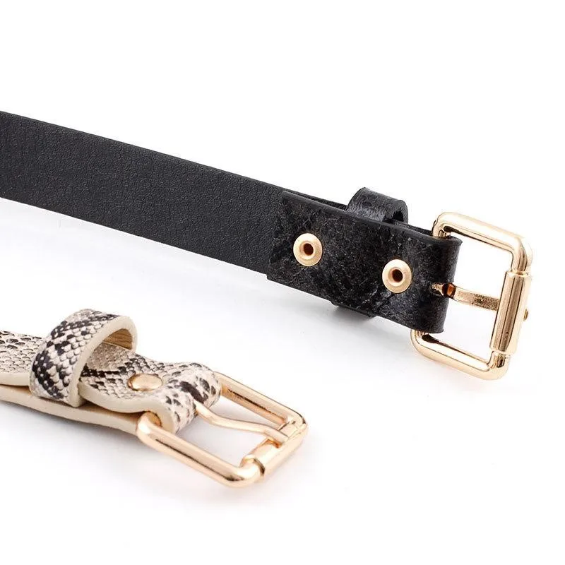 Новый ретро тонкий ремень Дамская змеиная модель универсальное джинсовое платье