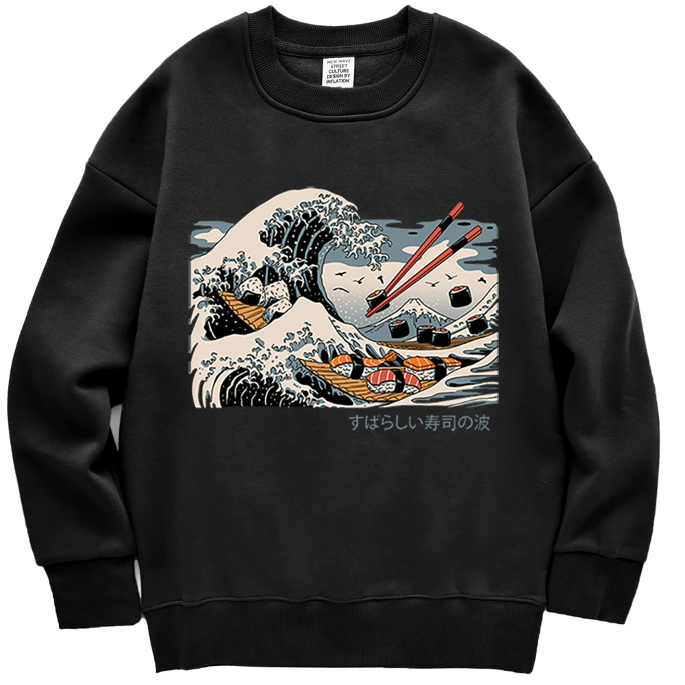 

The Great Sushi Wavewomens Hoody Fashion Fleece Women Hoody Harajuku Style Hoodies O-Neck Pullover Sweatshirts Women