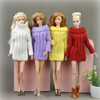 high quality handmade doll accessories knitted sweater long sleeve tops coat dress clothes for barbie doll gifts for girls toys