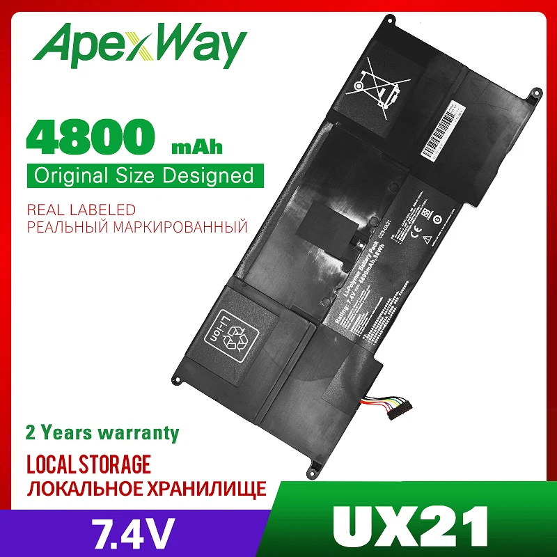 Аккумулятор для ноутбука Asus Zenbook UX21 4800 мАч 7 4 В аккумулятор UX21A UX21E серия