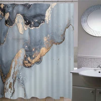 Stripe Shower Curtain Ink Painting Luxurious Liquid Marble Texture Bathroom Home Decor Polyester Cloth Curtains