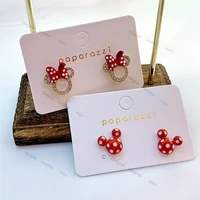 disney fashion mickey mouse earrings s925 silver needle bow mickey minnie earrings red ladies girls earrings out jewelry gift