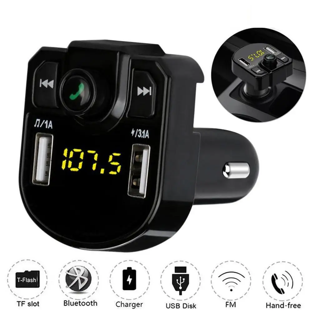Светодиодный FM передатчик 4 1 А bluetooth автомобильный комплект автомобильное