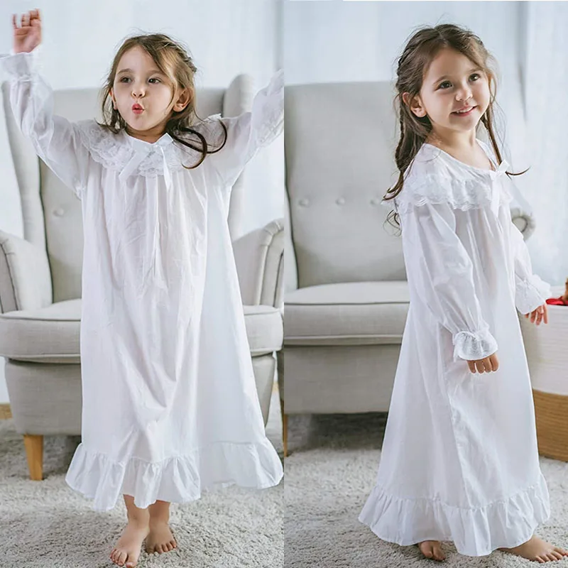 Baby Girl Clothes Princess Nightgown Long Sleeve Sleep Shirts Nightshirts Pajamas Christmas Dress Sleepwear kids for 3-12 Years