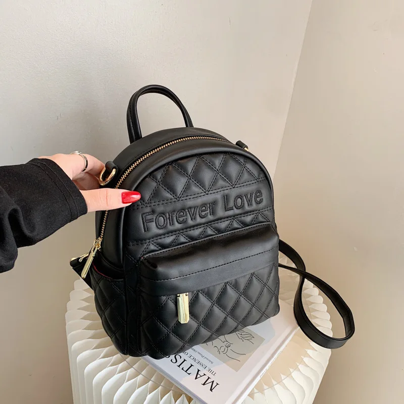 Модный женский рюкзак, новый корейский черный рюкзак с надписью, Забавный ромбовидный белый вместительный женский школьный рюкзак в студен...