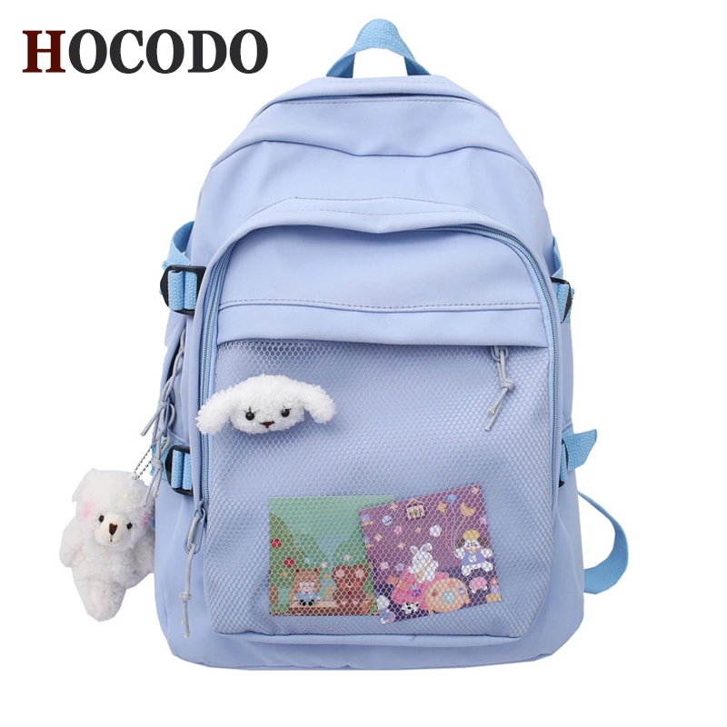 

HOCODO Lovely Women Backpack Preppy Style Fashion Backpack Female Solid Color School Bags For Teenage Girls Cute Travel Backbag