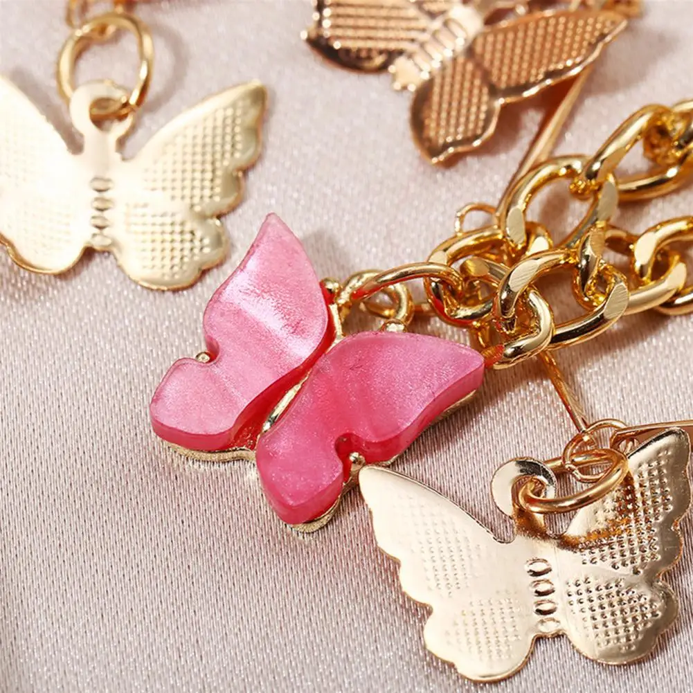 

70% Hot Sell Women Necklace Multilayer Butterflies Pendant Three Layers Choker Necklace Jewelry for Party