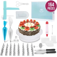 164pcs cake turntable rotating plastic anti skid cake decor turntable cake rotary table round cake stand kitchen baking tools