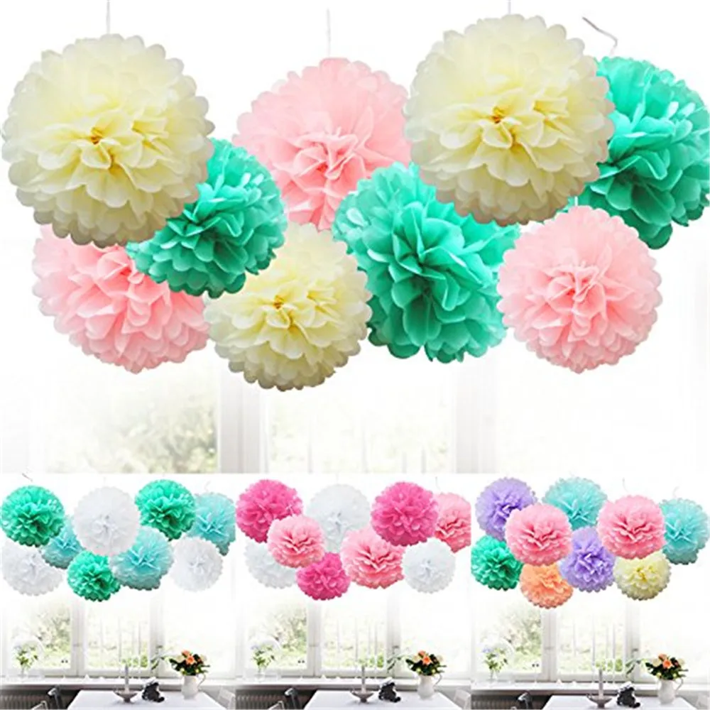 9 шт./компл. свадебные декоративные бумажные помпоны шарики-Помпоны вечерние