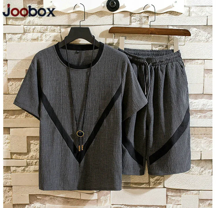 Мужской спортивный костюм с круглым вырезом летний Повседневный Спортивный в