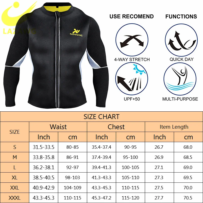 LAZAWG Men Sauna Sweat Suits  Shirt Gym Waist Trainer  Tank Top Slimming Body Suits Shaper Loss Fat Burner Compression Shirt