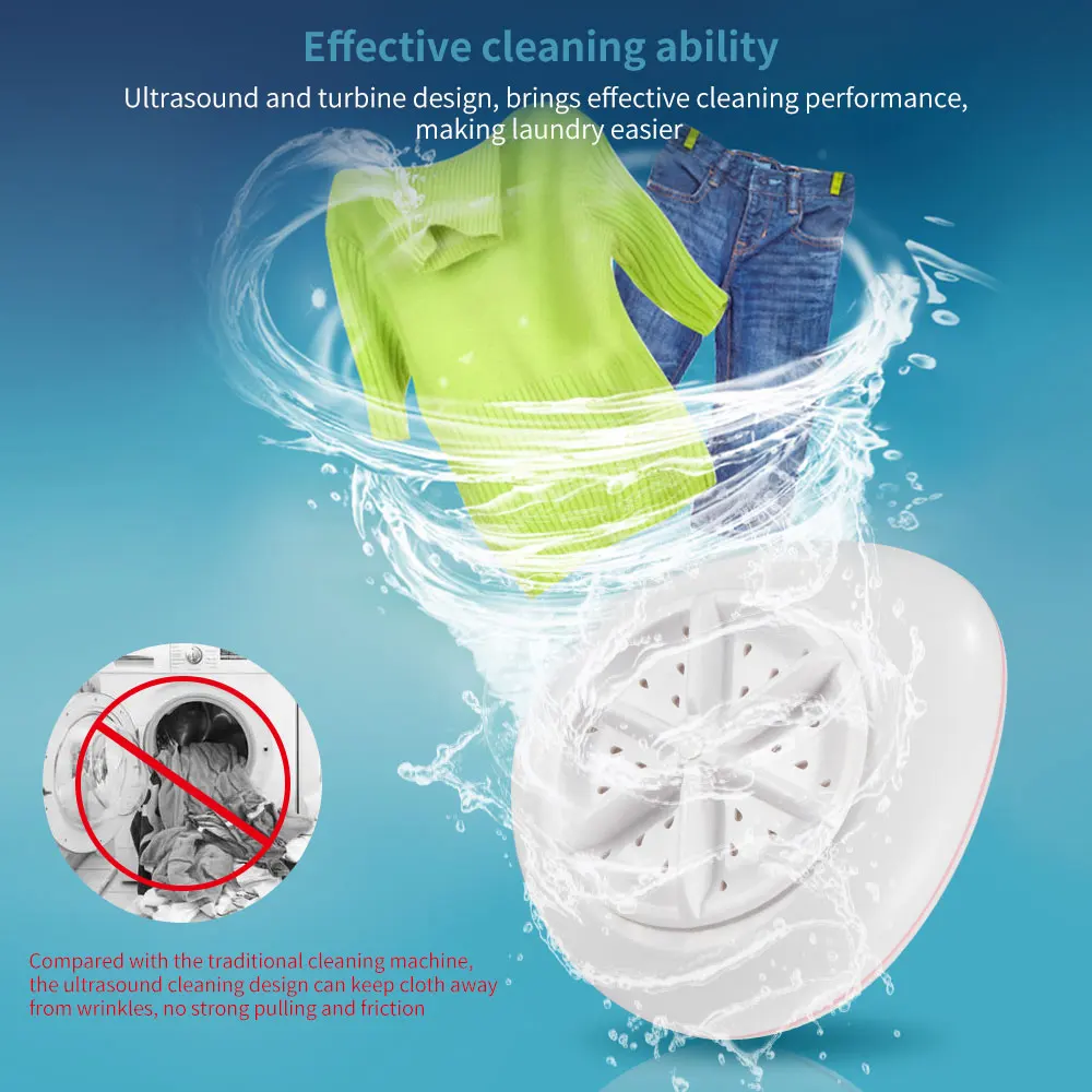 Ультразвуковой турбинный стиральная машина ведро Тип USB Прачечная очиститель