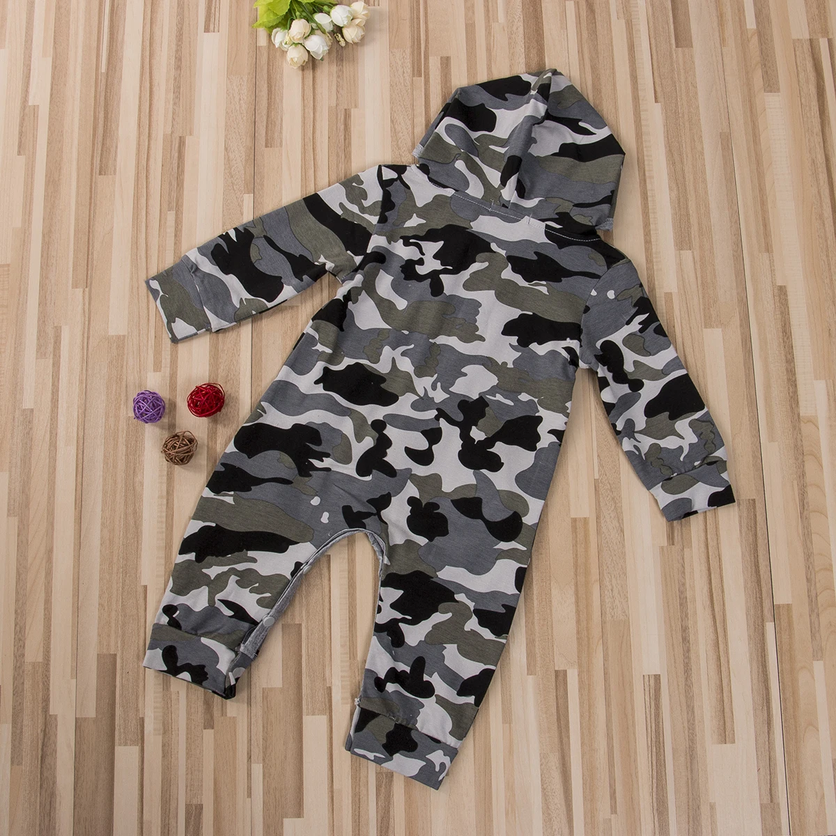 

Newborn Baby Romper Camo Long Sleeve Warm Hooded Rompers Jumpsuit Outfit Baby Boy Camouflage Boys Clothing