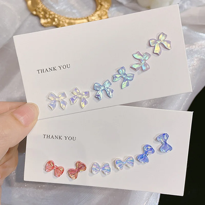 

1Pair Women Earrings Laser Bowknot Jewelry Gift Ear Stud Fashion Cute Ear Pendant Fashion Pearl Earring Girls Accessories