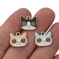 5pcs enamel gold plated black cat charm pendant for jewelry making bracelet earrings necklace diy accessories craft
