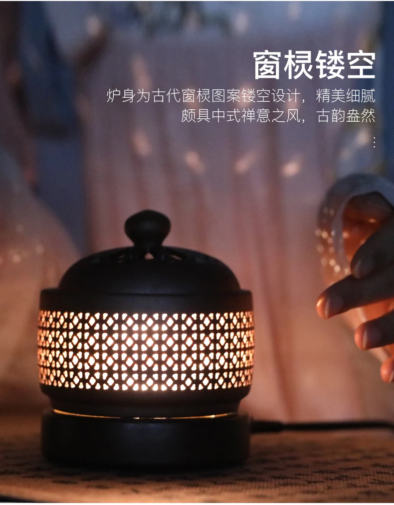 

Antique Electric Incense Burner Ceramic House Tray Smoke Reverse Incense Burner Arabic Stick Holder Incensario Aroma Lamp AD50IB