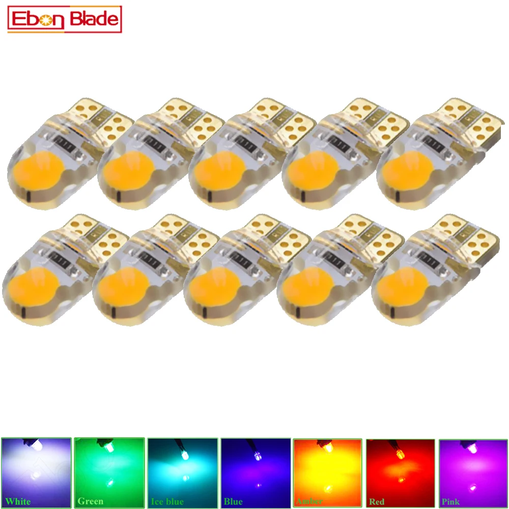 10 шт W5W T10 194 168 LED Янтарный Белый Красный COB светодиодные лампы для салона авто