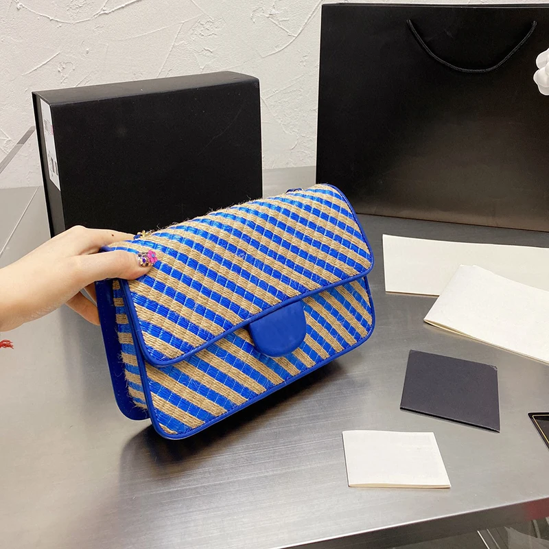 Роскошная дизайнерская женская сумочка маленькая квадратная соломенная сумка