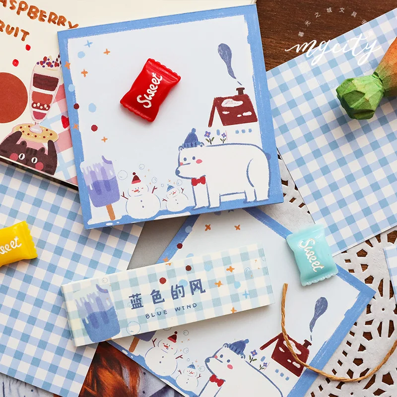 Креативный милый свежий блокнот для записей в клетку бумажные Липкие заметки