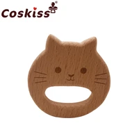 organic baby teether product beech wooden cat teether diy wood personalized pendent eco friendly safe baby teething chew toys