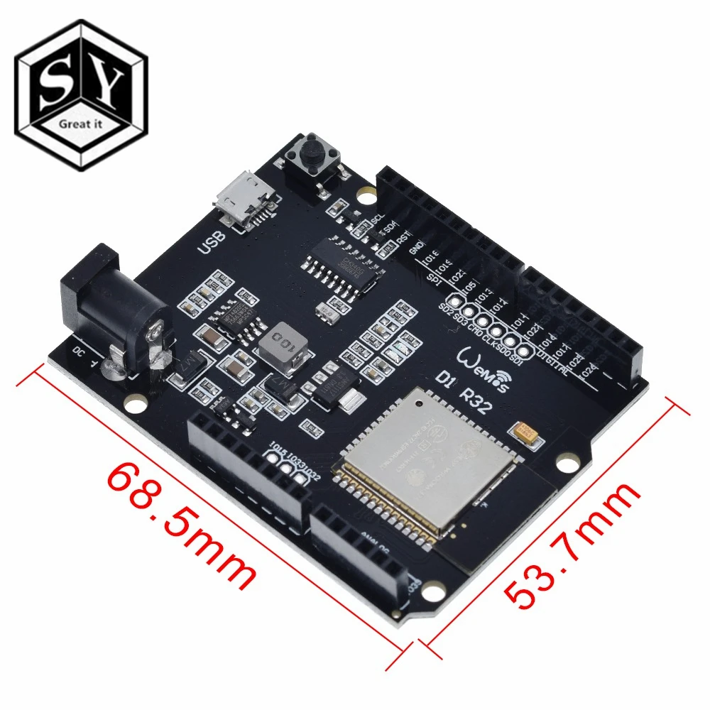 Отлично подходит для Wemos D1 ESP32 ESP 32 Wi Fi Bluetooth 4MB Flash UNO R32 плата модуля CH340 CH340G макетная