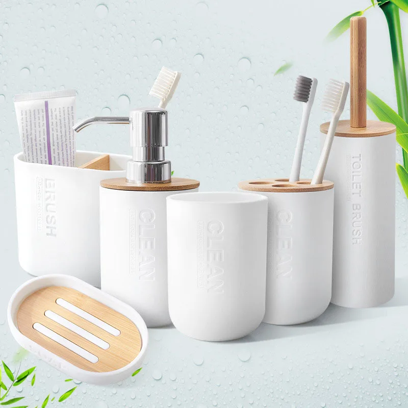 

Bamboo Floor-standing Toilet Brush Set with Base Bathroom Toilet Cleaning Brush Holder WC Accessories