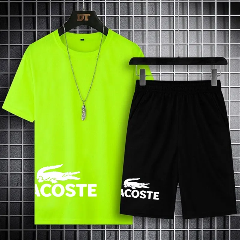 

New Brand 2 Piece Sets Sportswear Men's Tracksuit T-shirts Shorts Set Two Piece Suit Beach Men's Short Sets Clothing 2021 Summer
