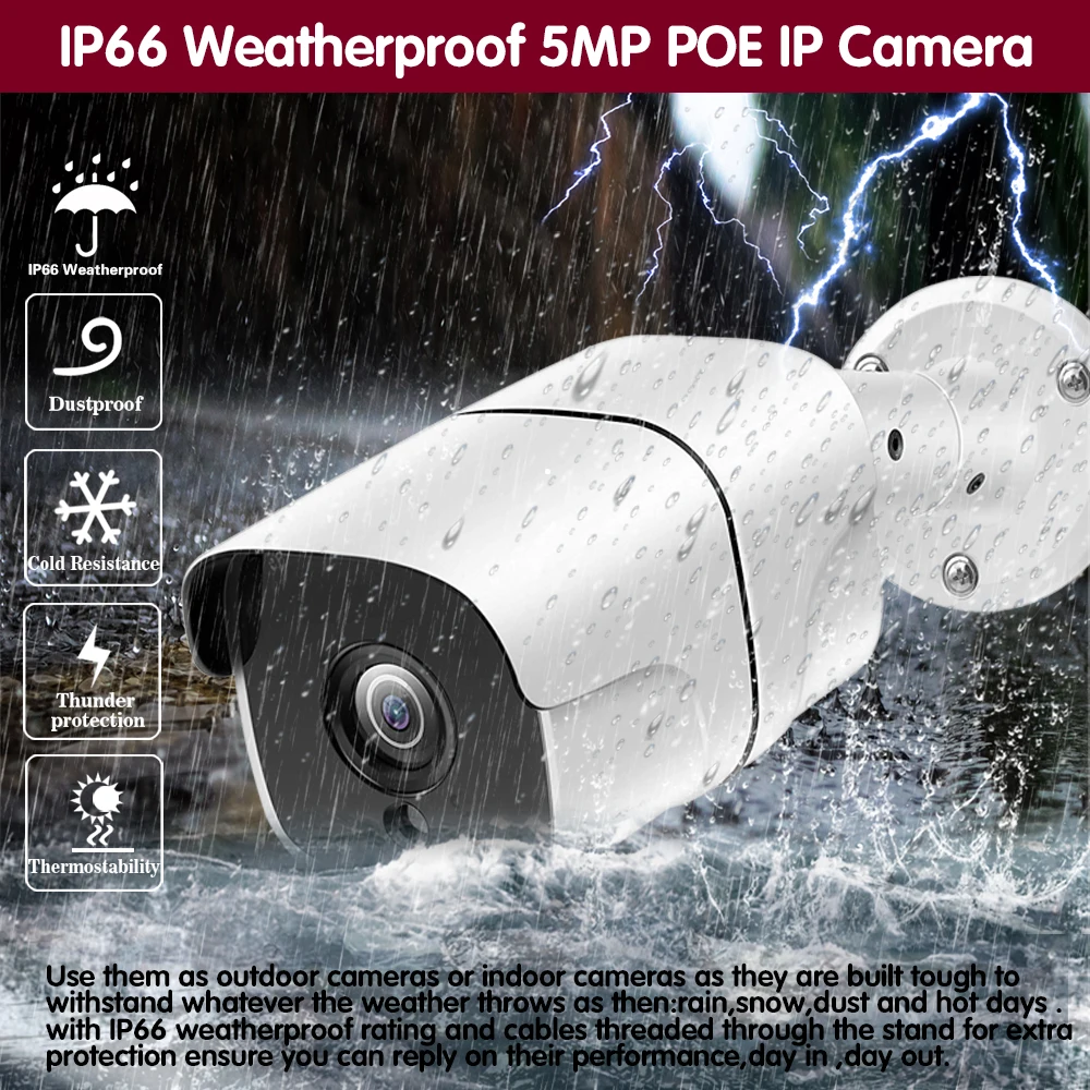 5MP HD POE NVR Kit 8ch CCTV безопасности Системы аудио мониторинг IP камеры наружное