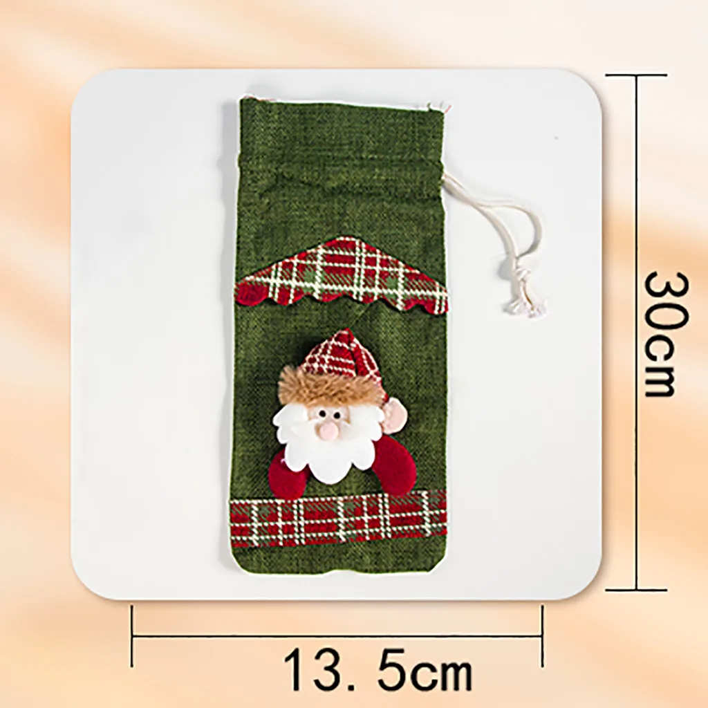 Рождественская Крышка для бутылки вина новогодний подарок держатель сумки декор