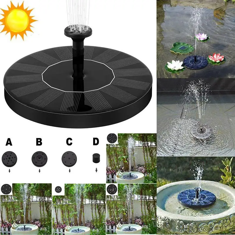 

16cm Solar Fountain Solar Mini Water Fountain Water Submersible Pump with 1.4W Solar Panel for Garden Pool Pond Outdoor Decor
