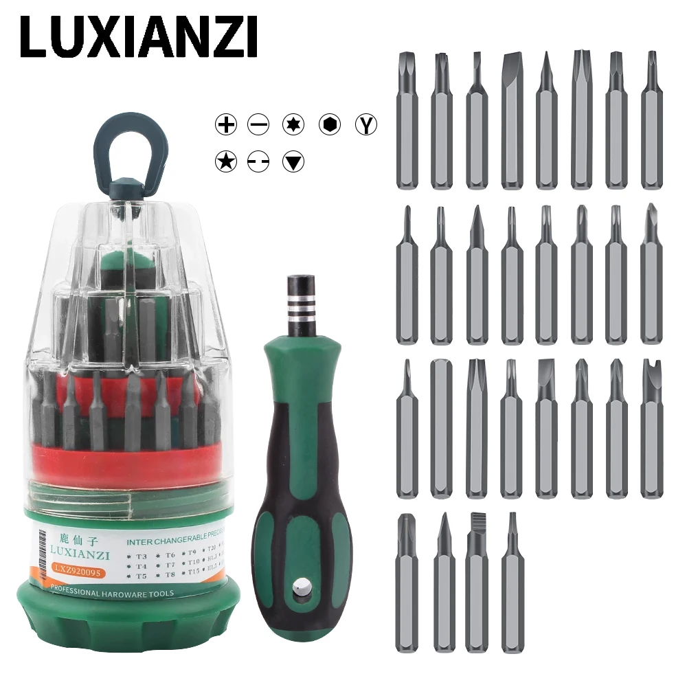 

Набор отверток LUXIANZI 31 в 1, мощные магнитные отвертки для многофункциональной точности мобильный телефон, набор ручных инструментов для ремо...