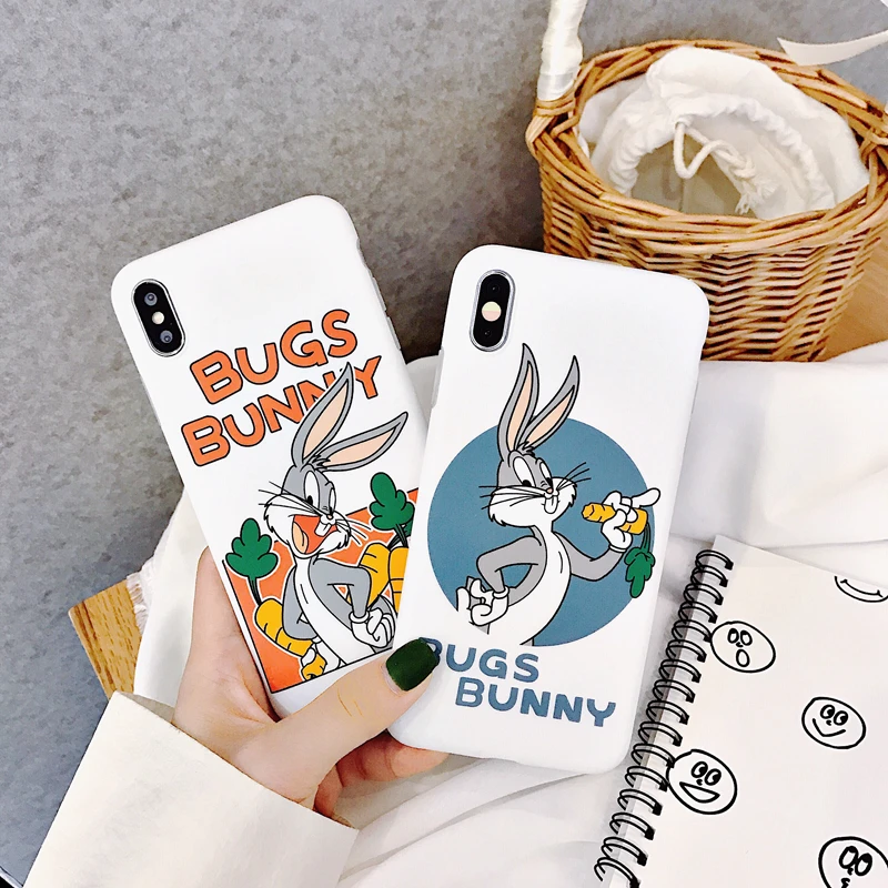 For Iphone 6 7 8 S Plus X XR XS XSMAX Funny Cartoon Bugs Bunny Apple Phone Fitted Case TPU Silicone Smooth Anti-Dust Protector |