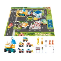 construction toys engineering vehicles toy with play mat road signs and accessories construction trucks toys for kids