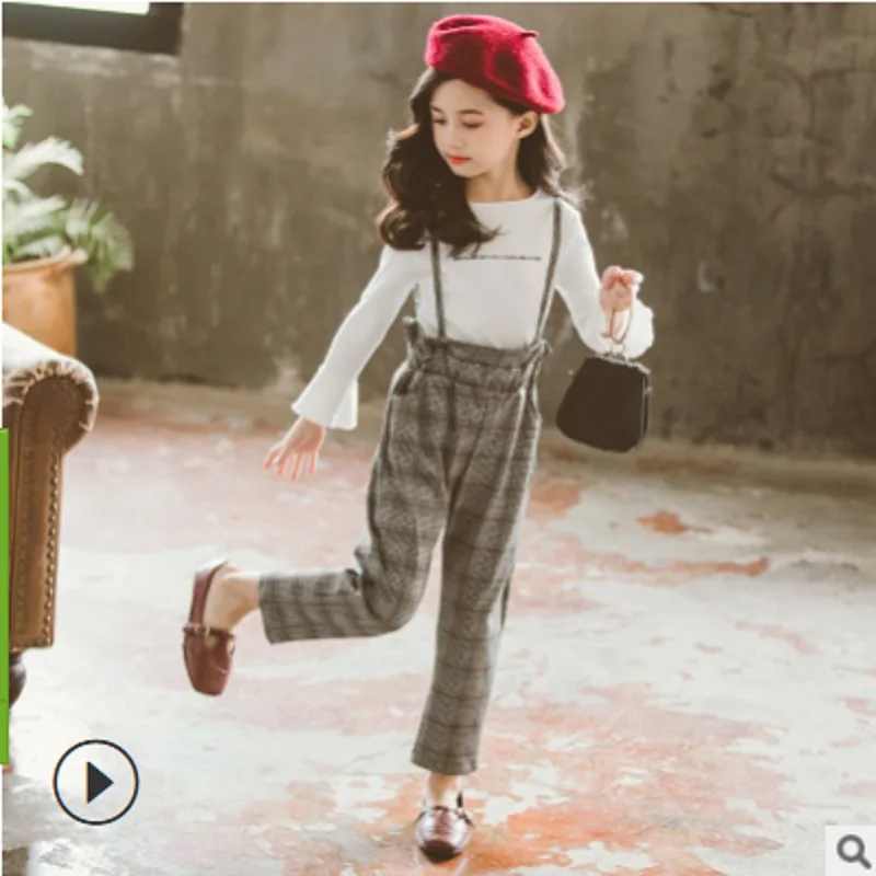 

Юбка на подтяжках для девочек комплект одежды со штанами 2021 Новинка весны/комплект осенней одежды для детей, Детский комплект, Детские комп...