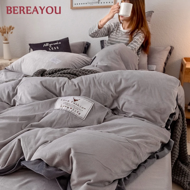 Роскошные комплекты постельного белья из фланели в скандинавском стиле синяя