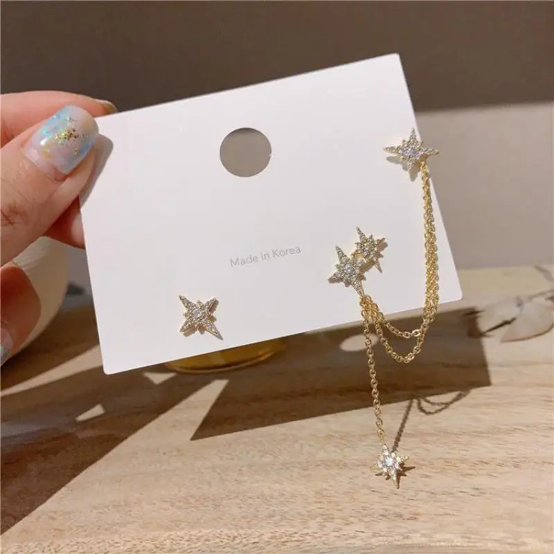 

Korea Earrings Fashion Jewelry Asymmetrica Cute Star Crystal Earrings For Women Gifts Wholesale Oorbellen Stud Earrings Kolczyki