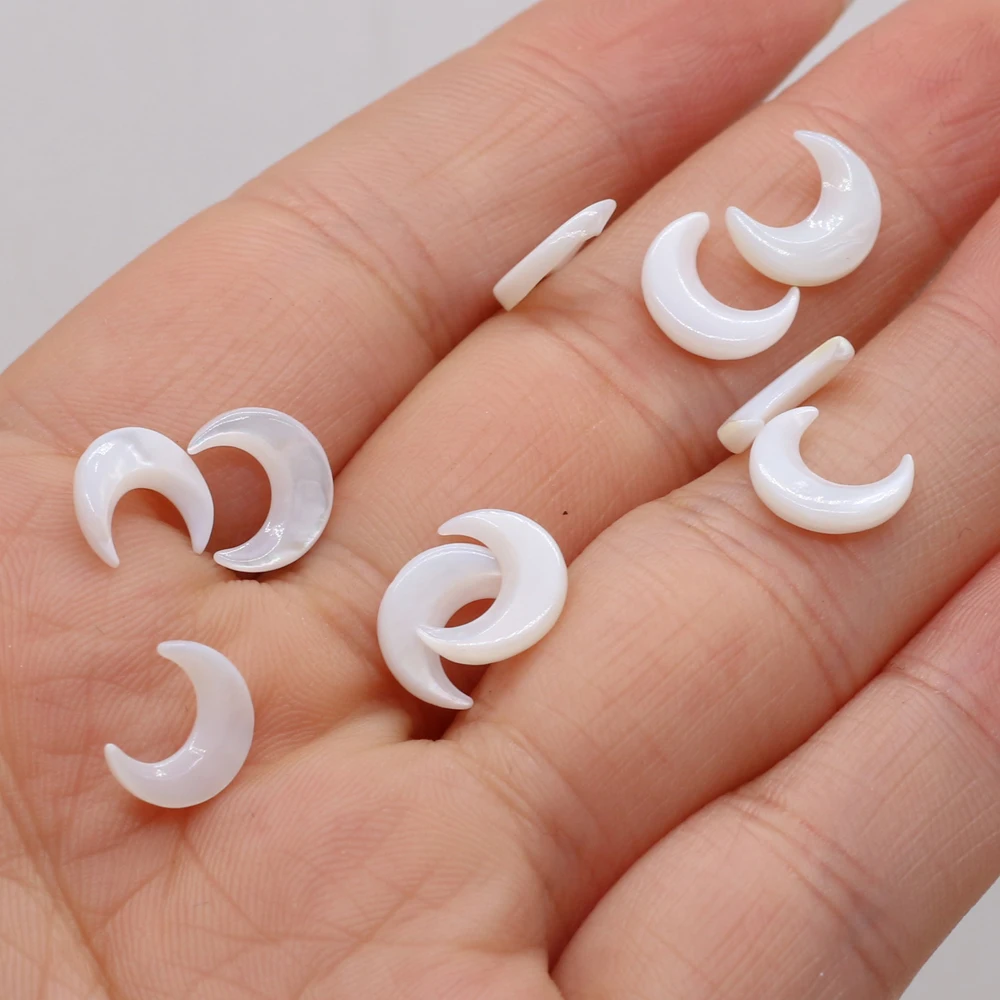 10pcs Crescent Shape Natural White Shell Beads Accessories Loose for Jewerly Making Wholesale 10x10mm | Украшения и аксессуары