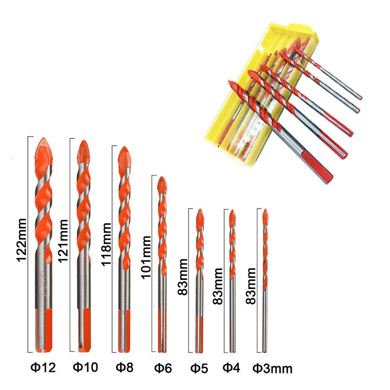 5/7pcs Electric Tools Combination Center Drill Hammer Concrete Ceramic Tile Marble Metal Drill Bit DIY Wall Hole Saw Drilling