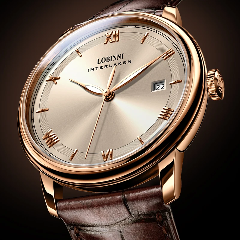 LOBINNI мужской роскошный бренд часов автоматические механические мужские часы MOVT