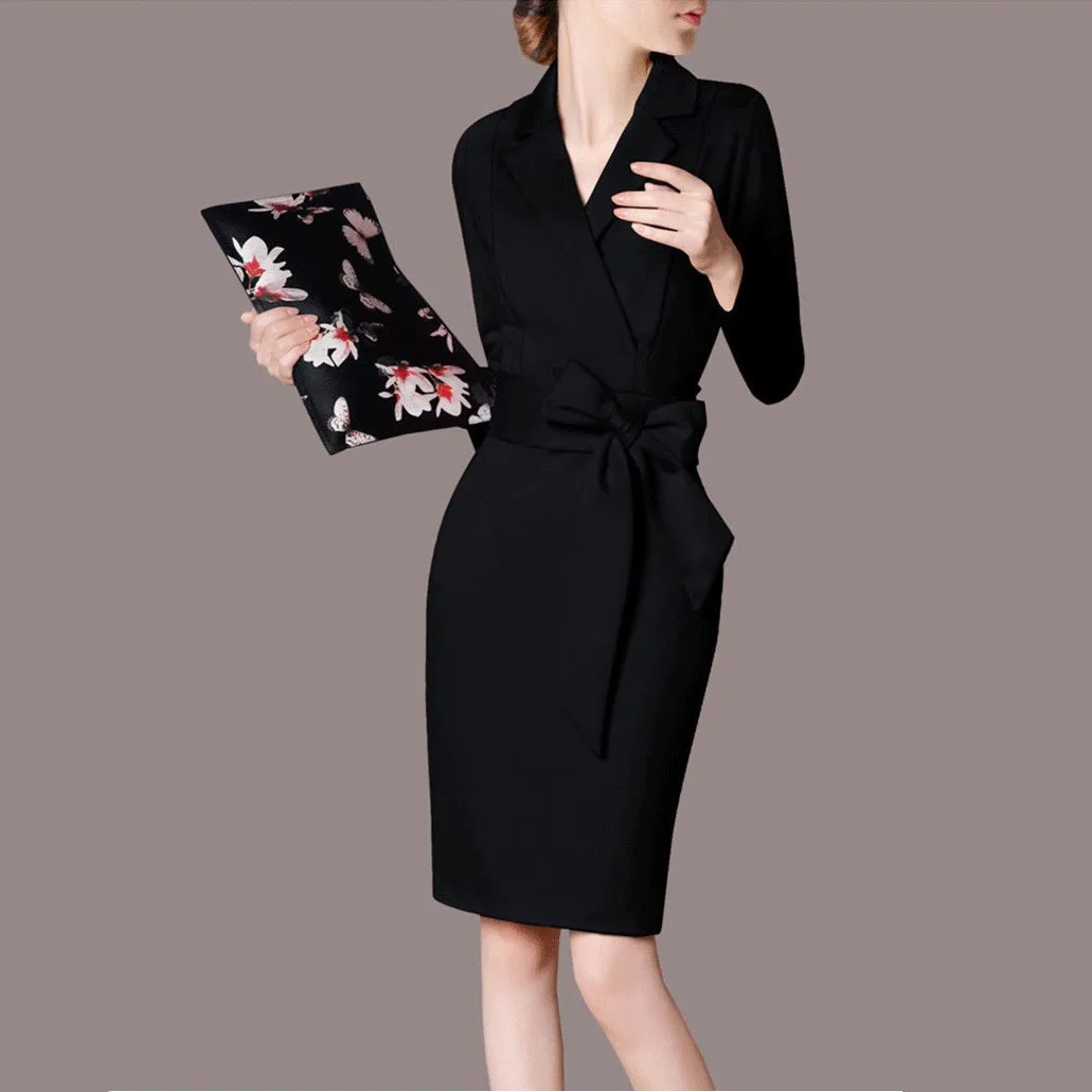 Женское платье карандаш осеннее черное красное повседневное|Женские платья| |