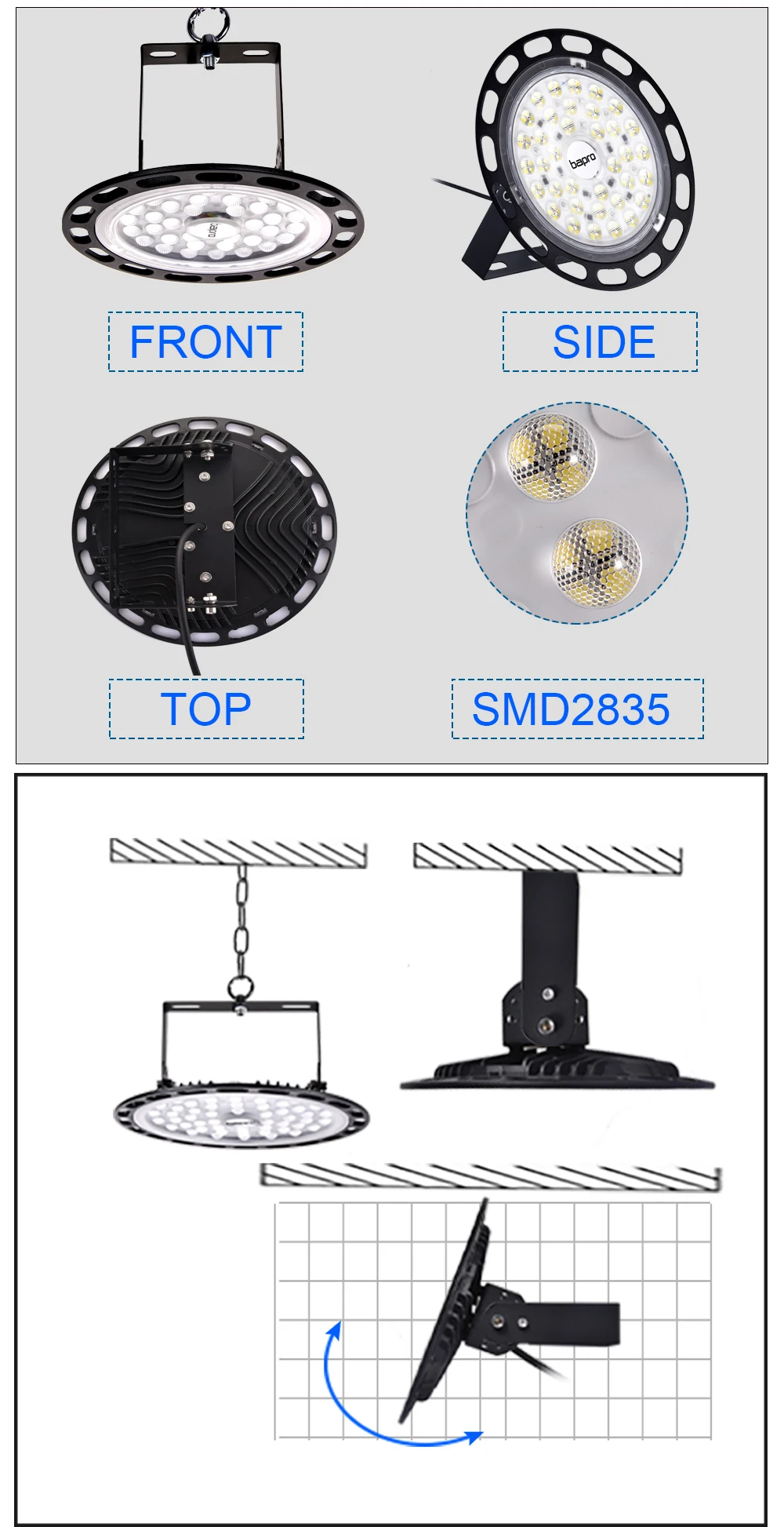 UFO Led High Bay освещение 100 Вт 200 Вт 300 Вт Водонепроницаемый IP44 гараж мастерская склад Highbay освещение промышленная Led машина лампа