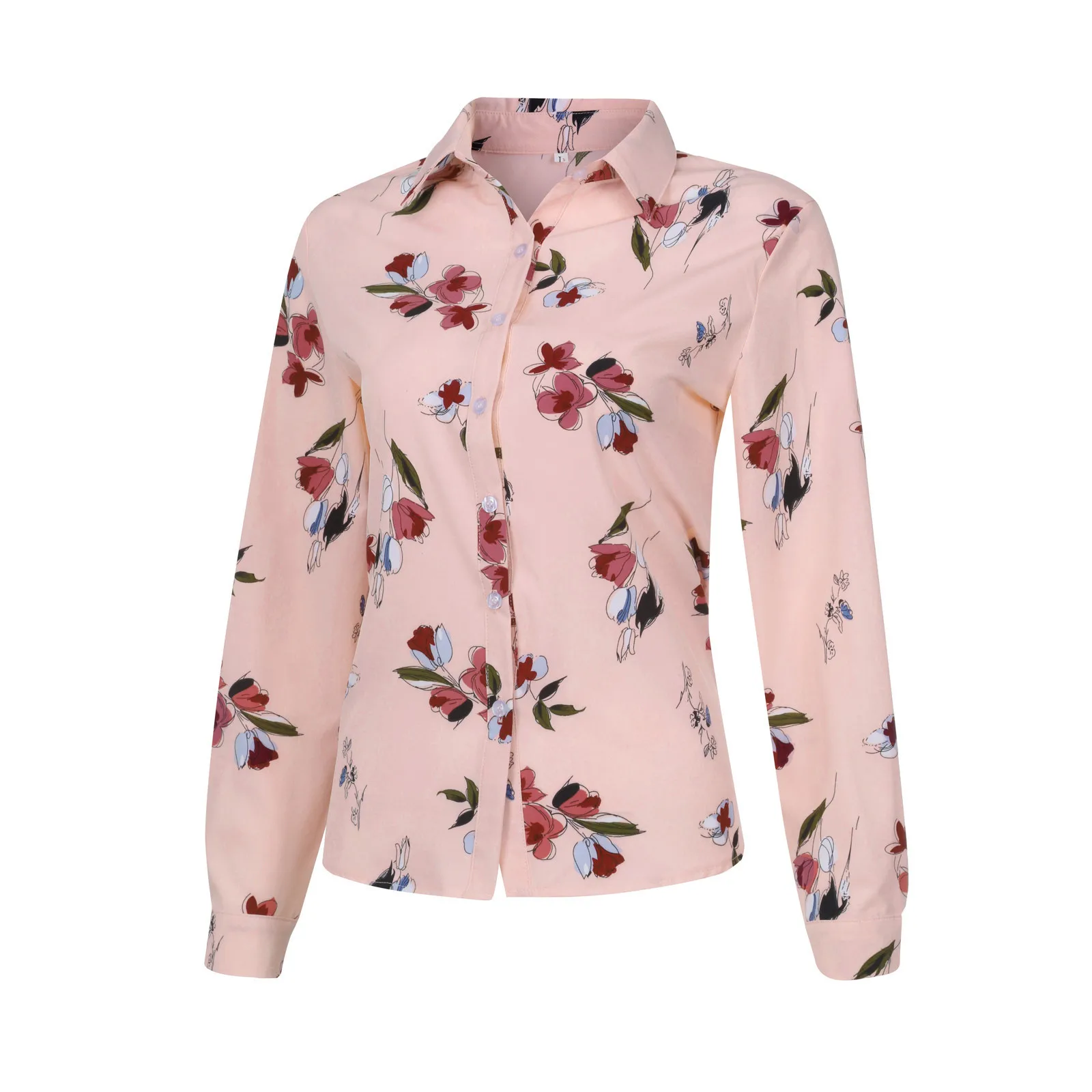 

2021 Women's Casual Blouse Foral Printed Long Sleeve Turndown Neck Shirt Fashion Casual Button Loosen Tops
