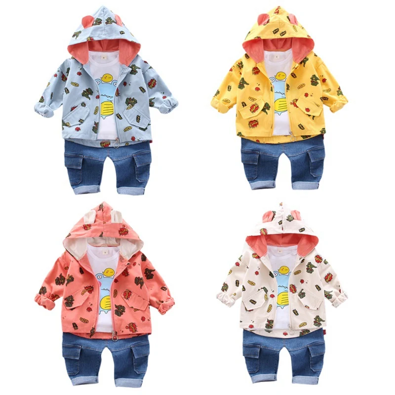 

NewBorn Baby Boys Clothing Sets Autumn Kids Cotton Sports Suits Jackets +T-shirt +Jeans Pants Set