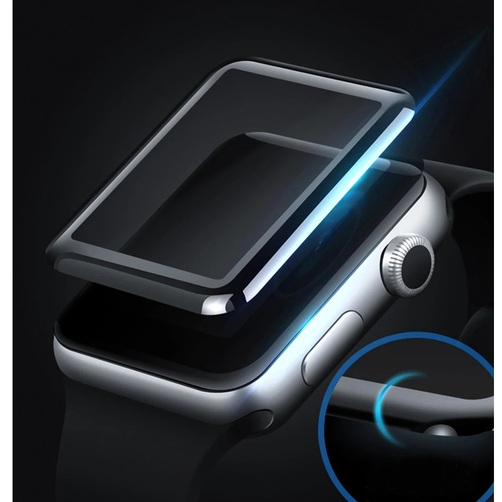 

Закаленная пленка для apple watch 42 мм 38 мм, 3D стекло с изогнутой поверхностью, Противоударная полноэкранная Защитная пленка для iwatch 1/2/3